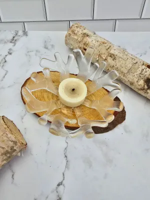 Clear Glass Coral Bowl Candle Holder