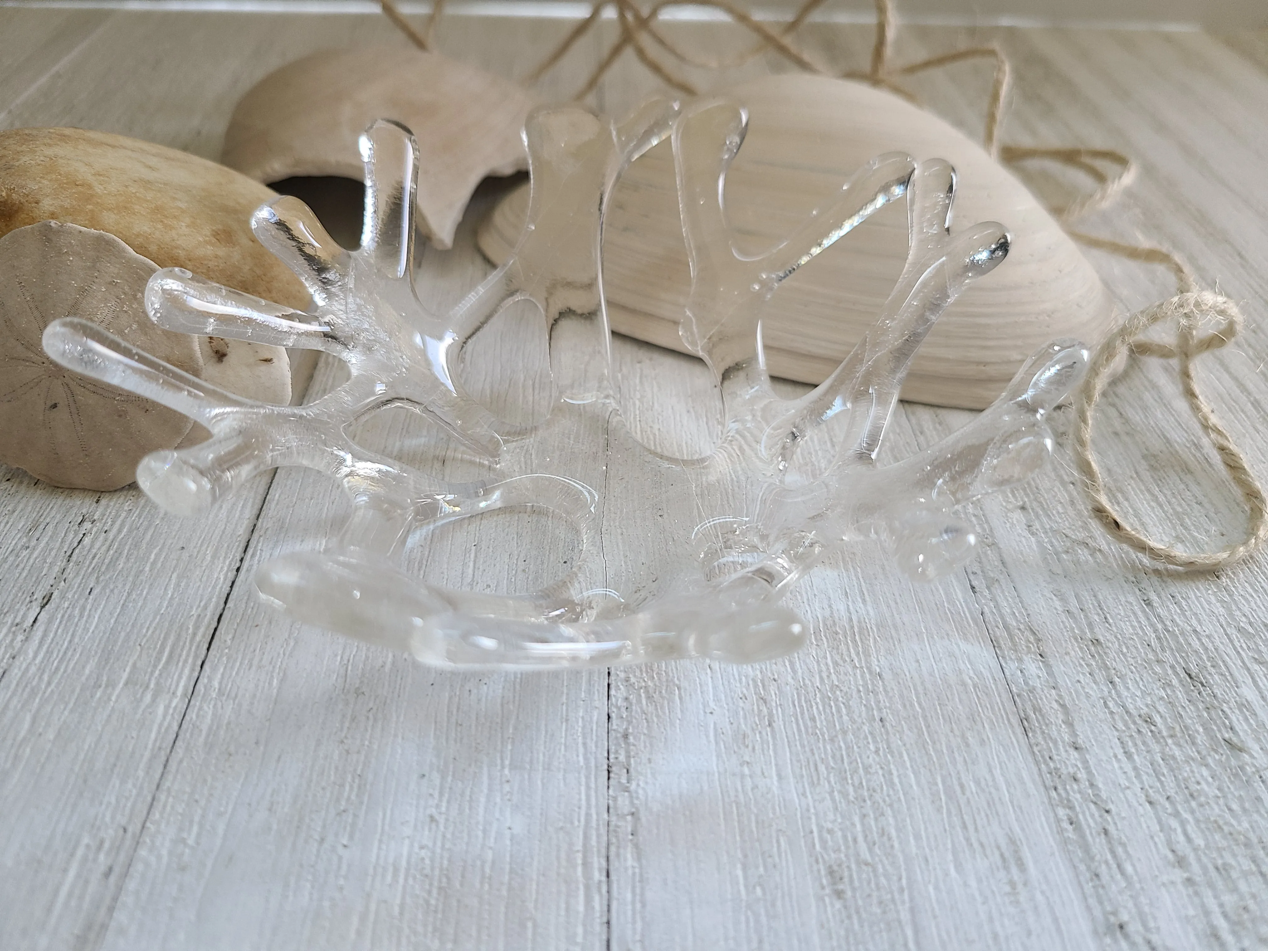 Clear Glass Coral Bowl Candle Holder