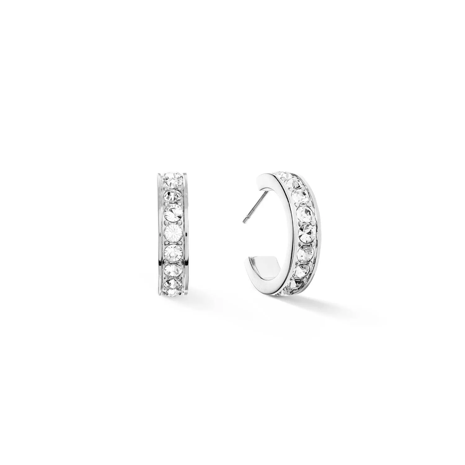 Coeur De Lion 20mm Crystal Hoop Earrings - Silver & White