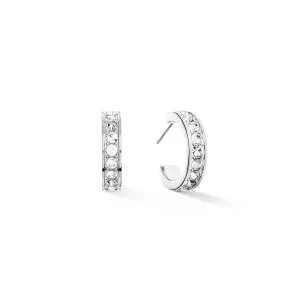 Coeur De Lion 20mm Crystal Hoop Earrings - Silver & White