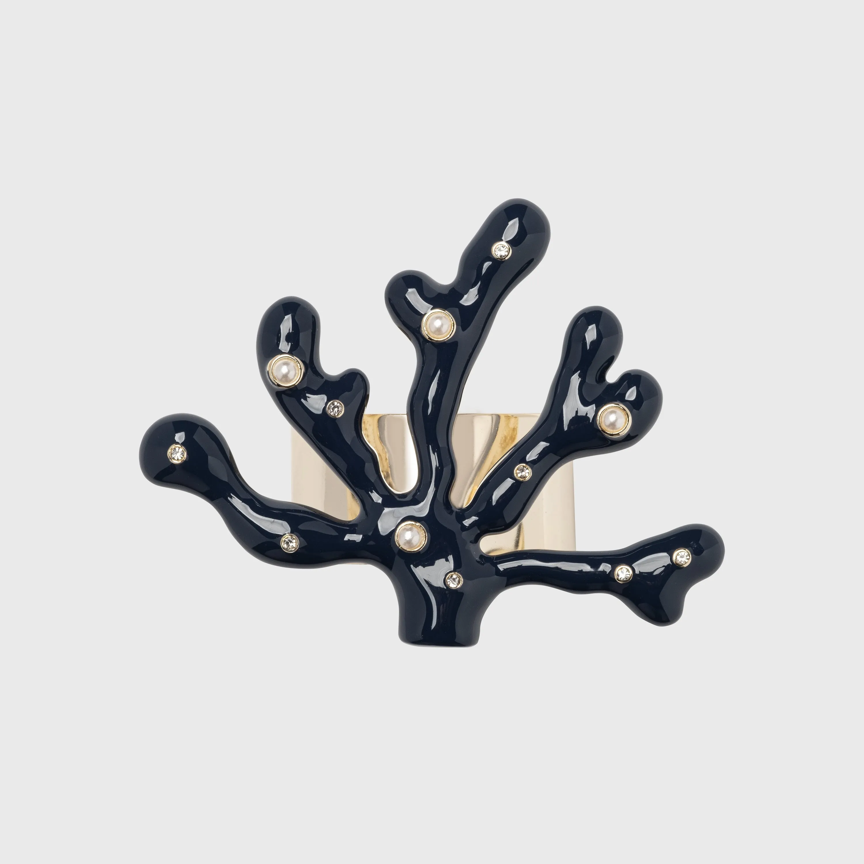 Coral Napkins Rings, Navy, Set of Four