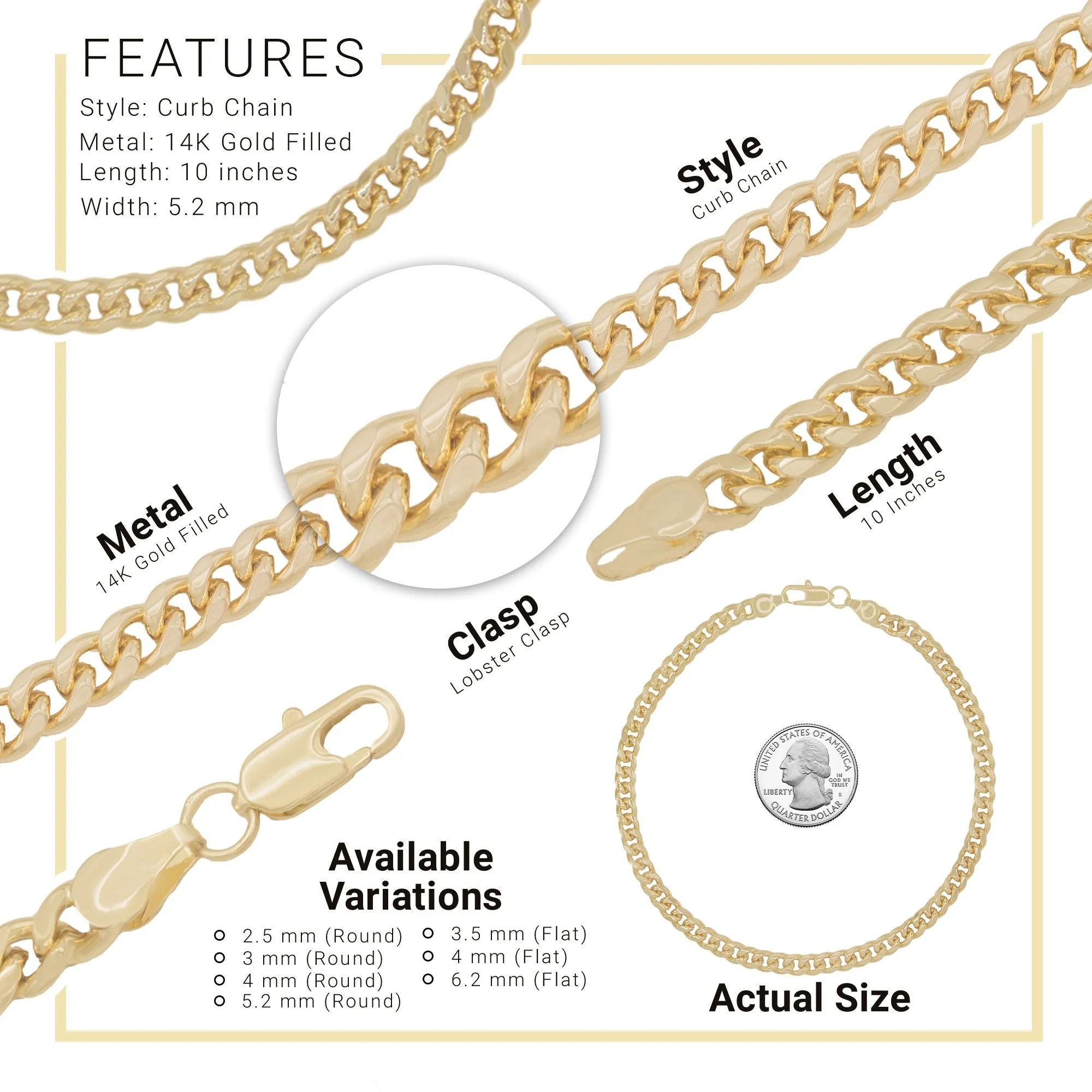 Cuban Link 14K Gold Filled Anklet Jewelry Women 9.5''