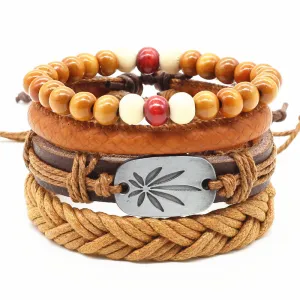 Dank Master Weed Leaf Bracelet Set - Brown