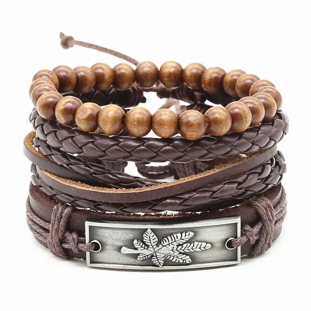 Dank Master Weed Leaf Bracelet Set - Brown
