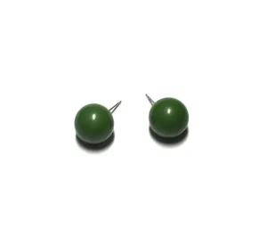 Dark Drab Green Ball Stud Earrings