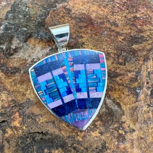 David Rosales Rain Cloud Inlaid Sterling Silver Pendant