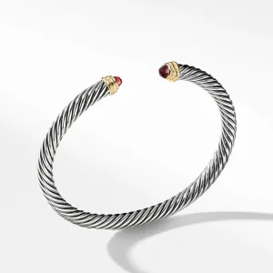 David Yurman Cable Classic Collection Bracelet with Garnet and 14k Yellow Gold - Medium