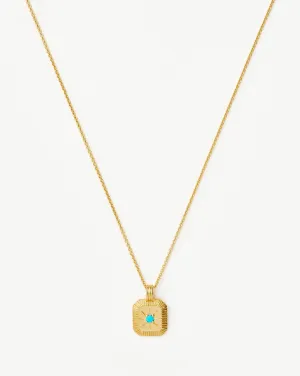 December Birthstone Pendant Necklace | 18ct Gold Vermeil/Dyed Turquoise Magnesite