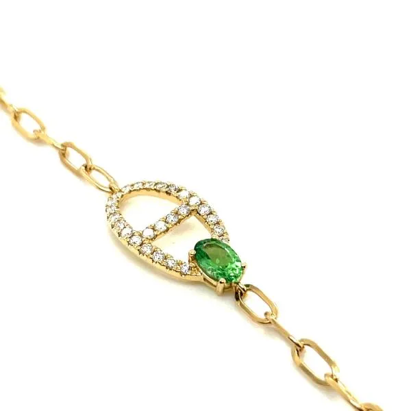 Diamond and green garnet bracelet (SKU B048)