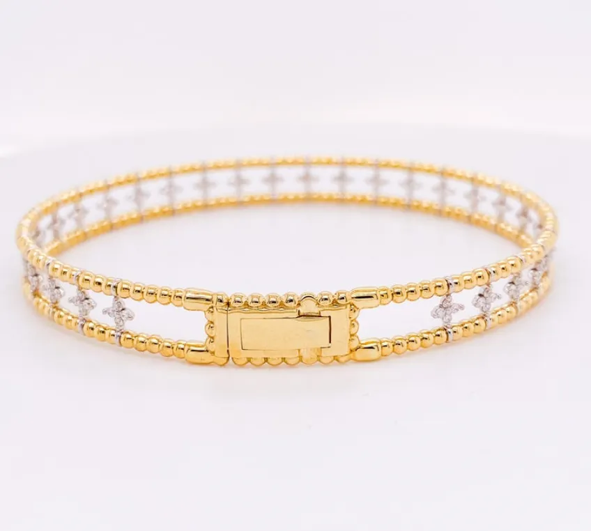 Diamond Clover Flexible Bangle Bracelet