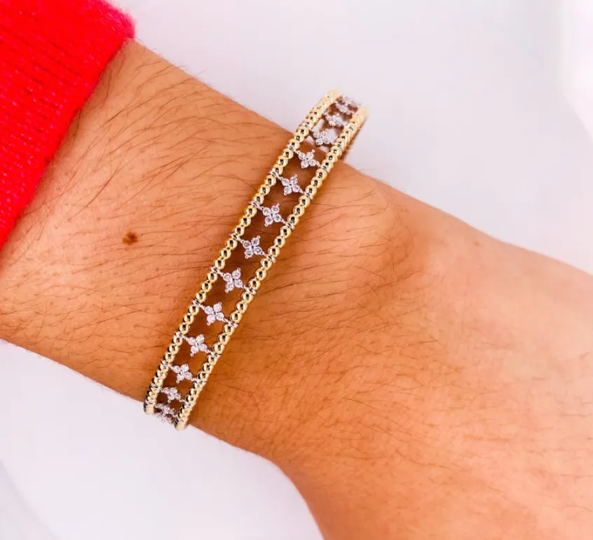 Diamond Clover Flexible Bangle Bracelet