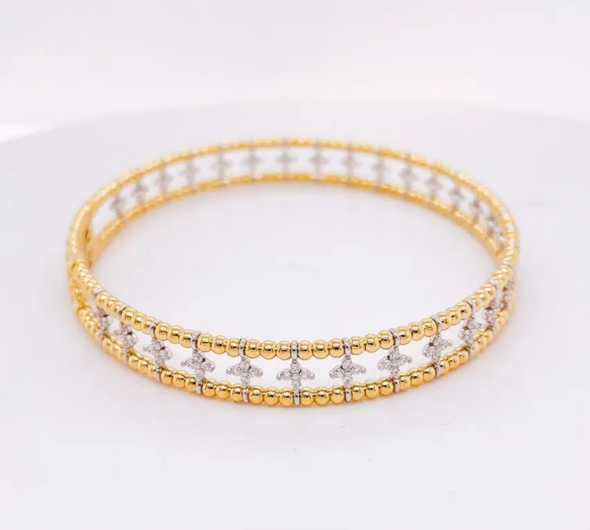 Diamond Clover Flexible Bangle Bracelet