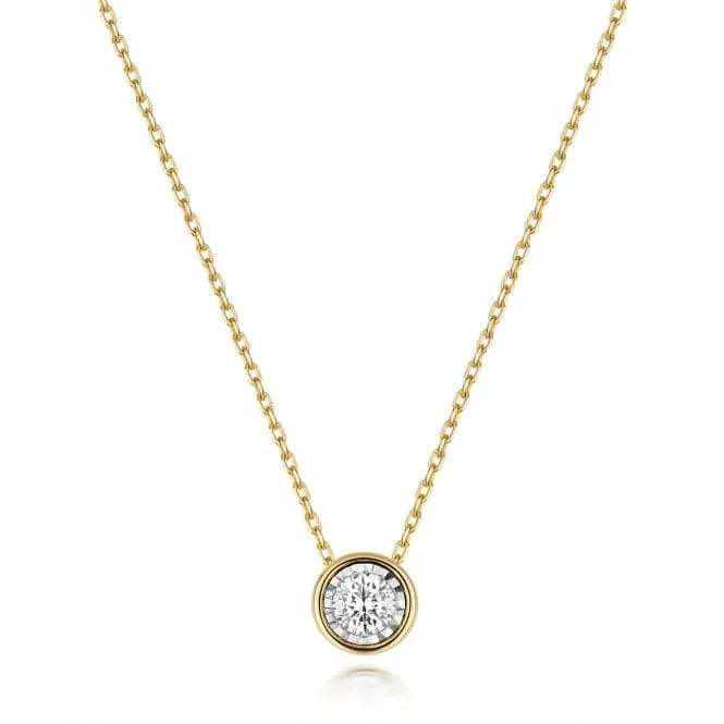 Diamond Jewellery 9ct Gold Diamond Illusion Rubover Necklace ND137
