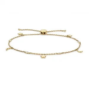 Diamond Jewellery 9ct Gold Diamond Star & Moon Bracelet BD031