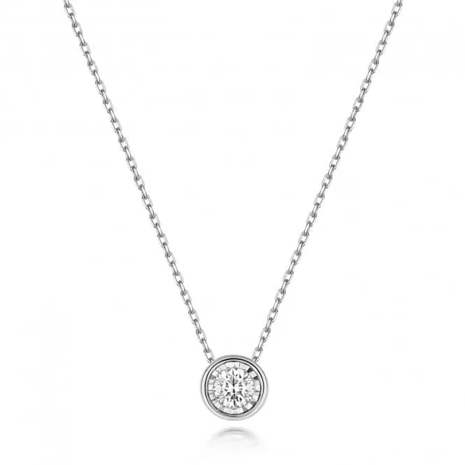 Diamond Jewellery 9ct White Gold Diamond Illusion Rubover Necklace ND137W