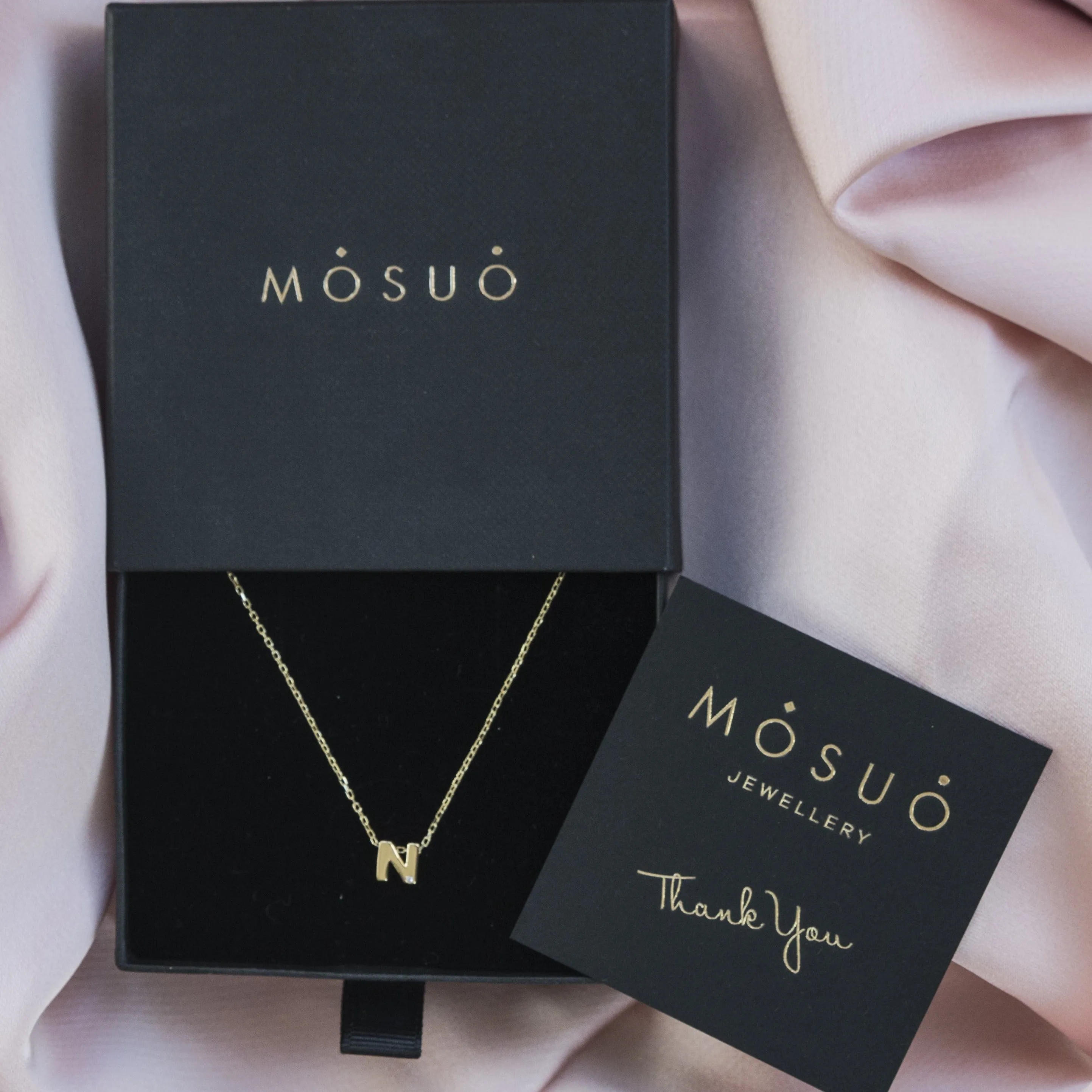 Diamond Letter Necklace "N" - 18 karat gold vermeil on sterling silver, diamond 0.01 carat