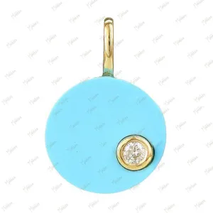 Diamond Turquoise Pendant 10mm