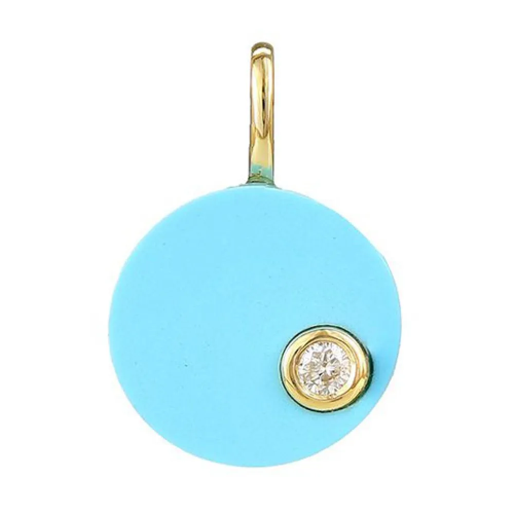 Diamond Turquoise Pendant 10mm