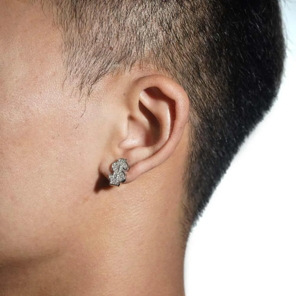 Dollar Sign Moissanite Earrings 14K Gold