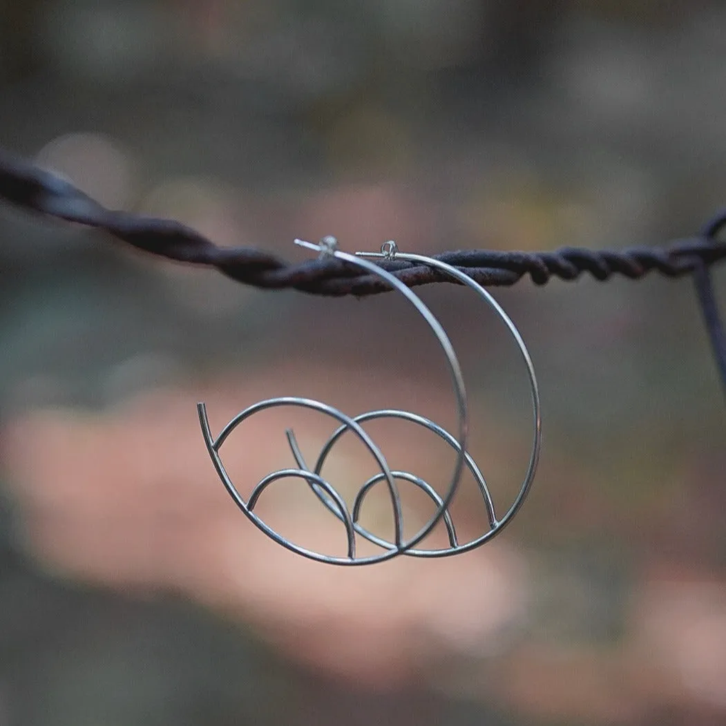 Double Eye Hoop Earrings in Sterling Silver
