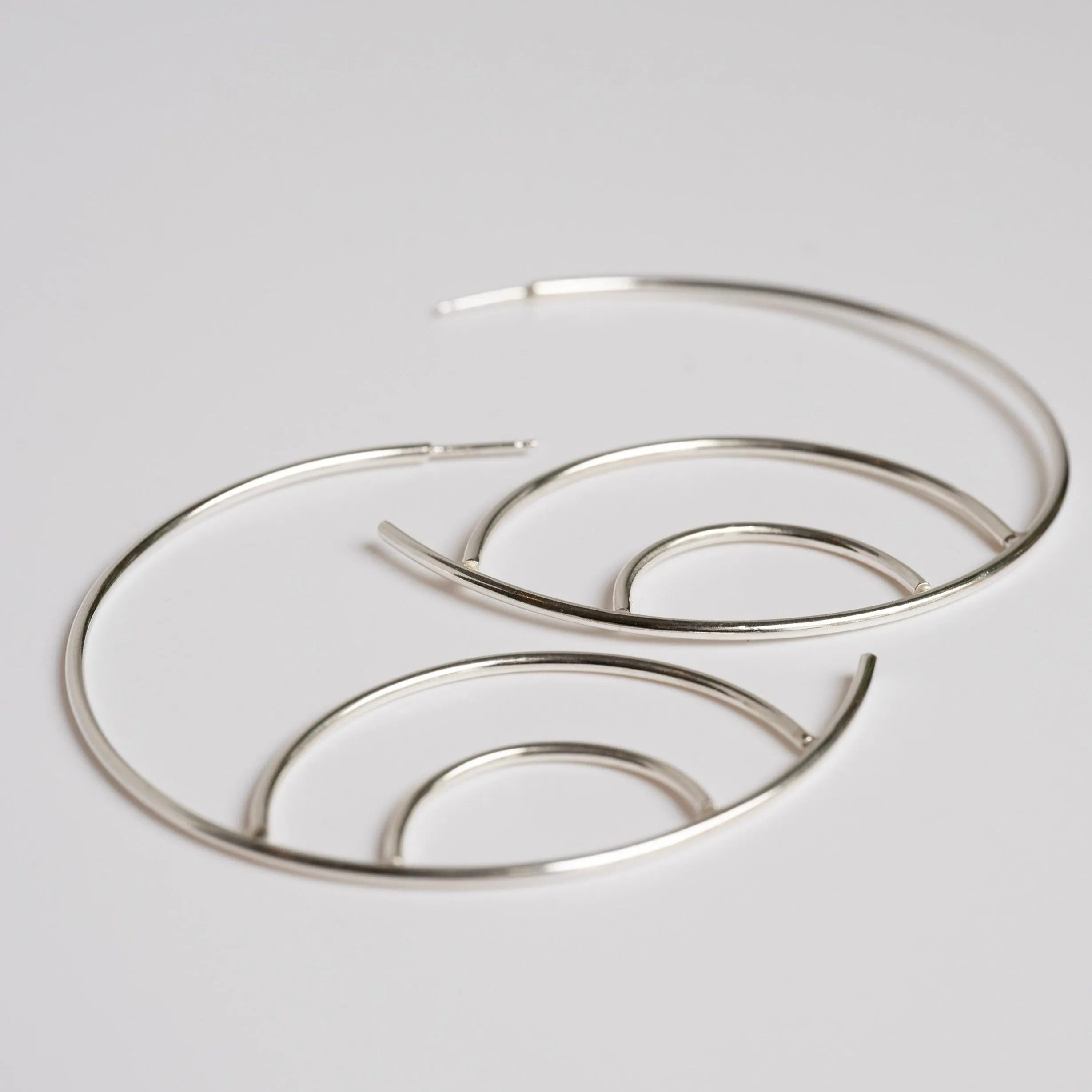 Double Eye Hoop Earrings in Sterling Silver