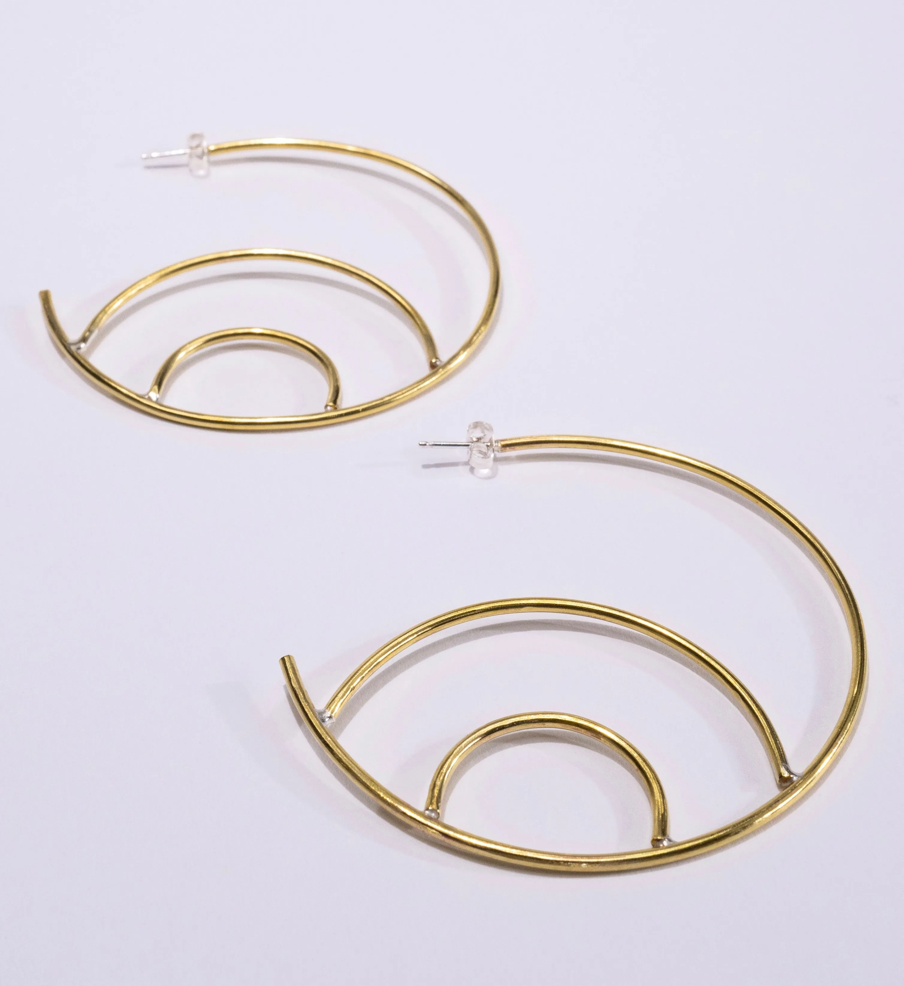 Double Eye Hoop Earrings in Sterling Silver