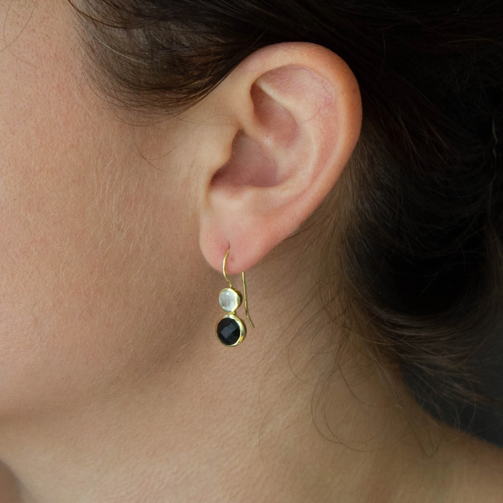 Double Gemstone Drop Earrings