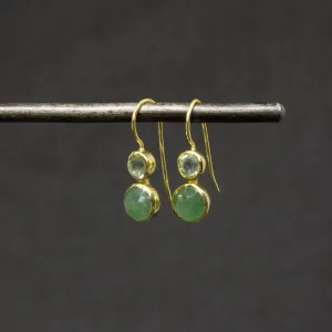 Double Gemstone Drop Earrings
