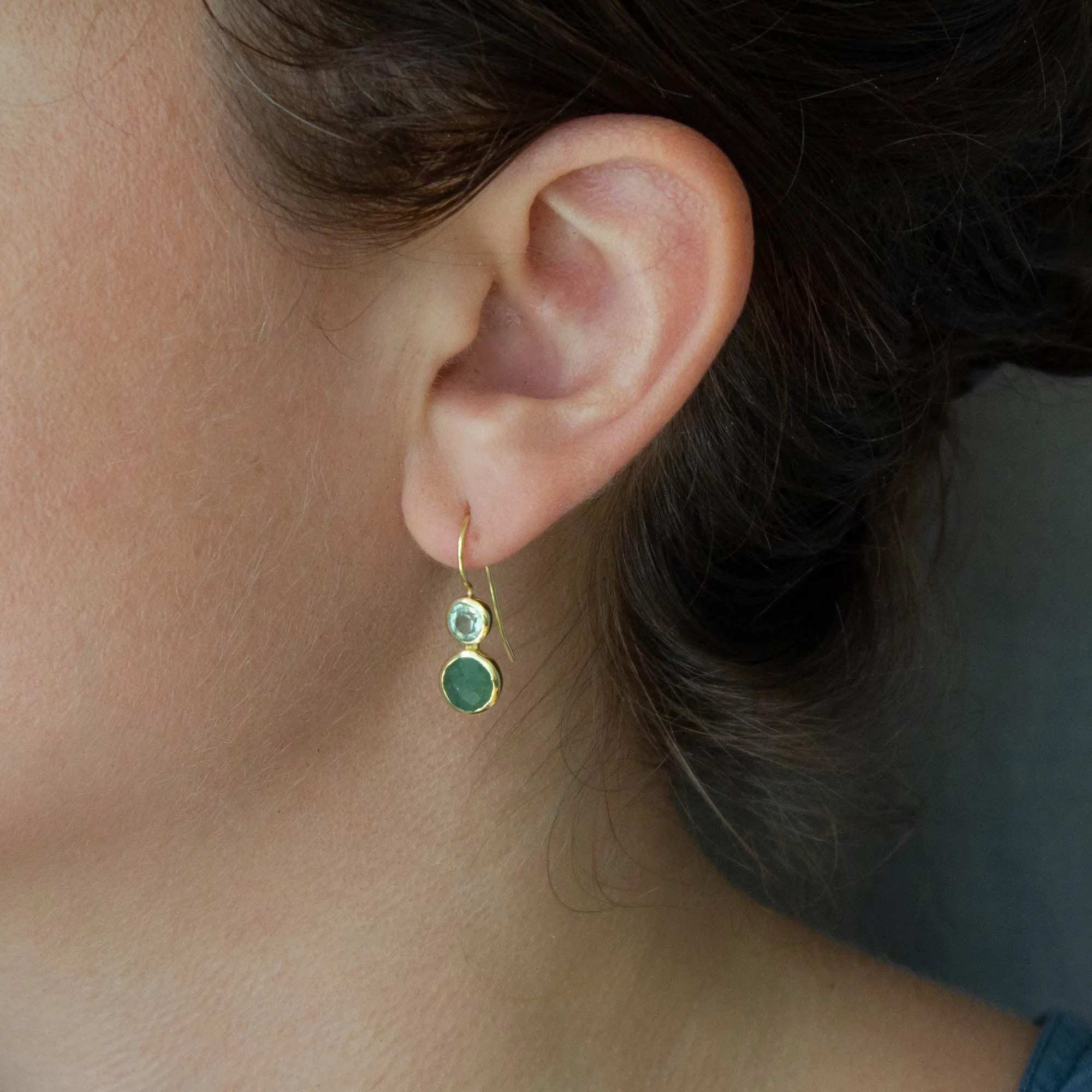 Double Gemstone Drop Earrings