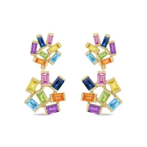 Double Jubilation Earrings: Rainbow Gemstone