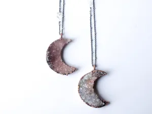 Druzy Moon Necklace | Crescent Moon Necklace