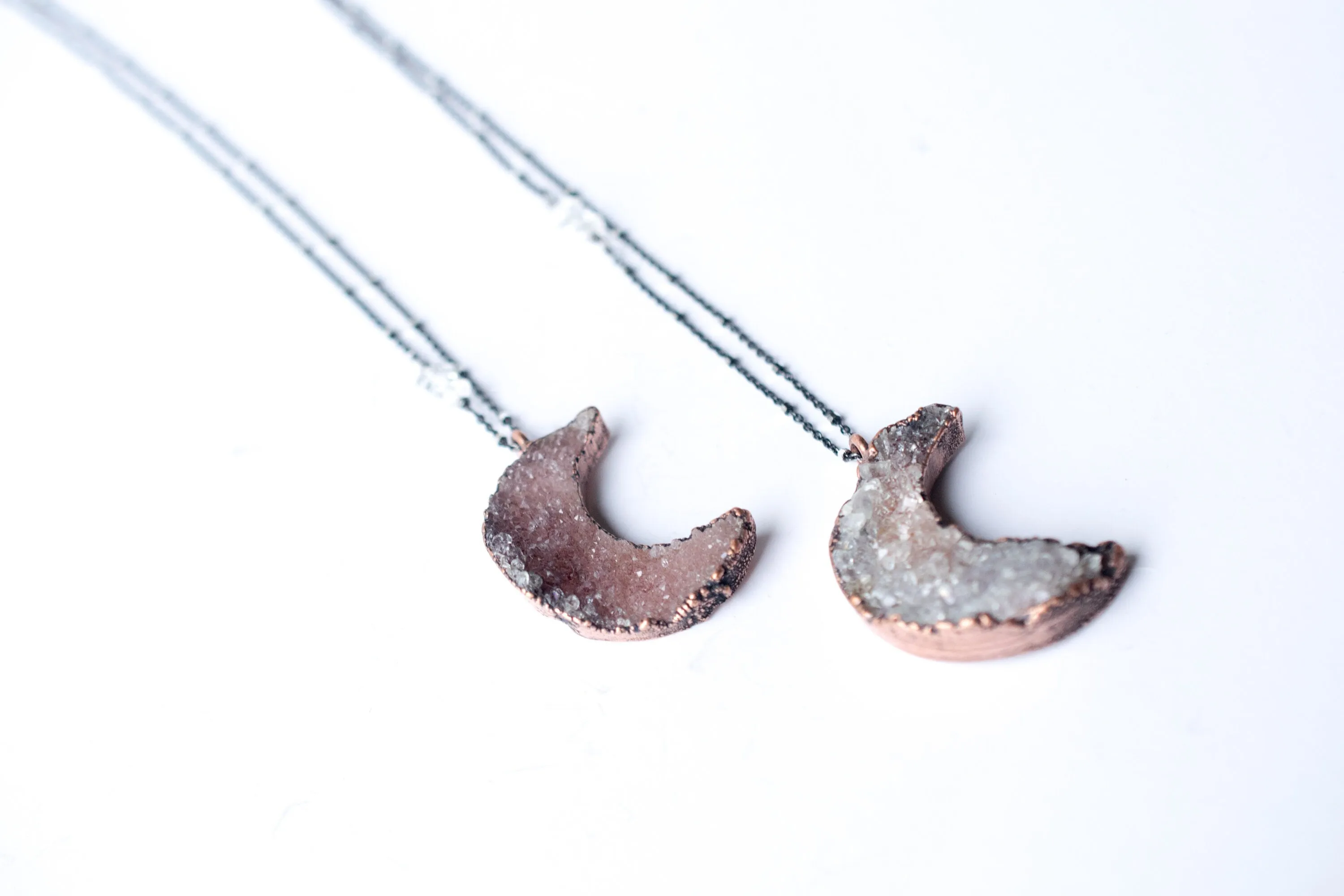 Druzy Moon Necklace | Crescent Moon Necklace