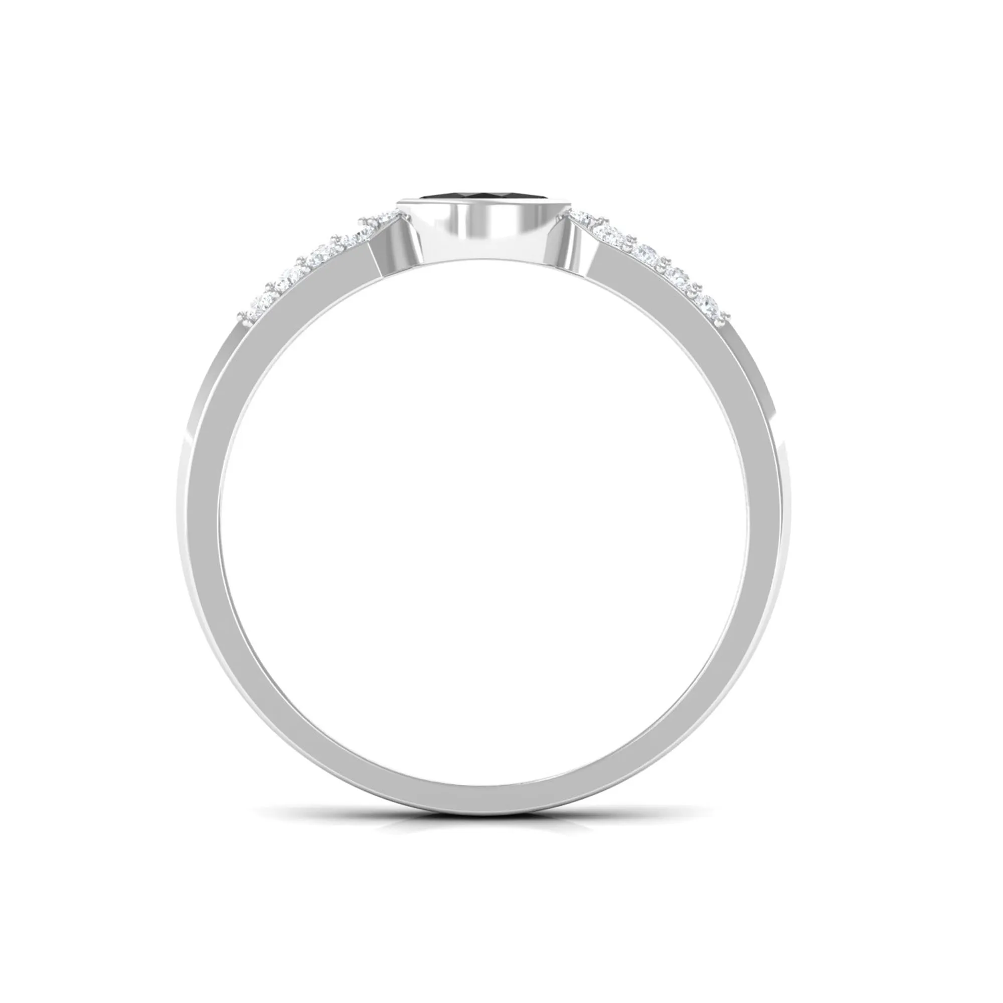 East West Marquise Black Onyx Promise Ring with Diamond