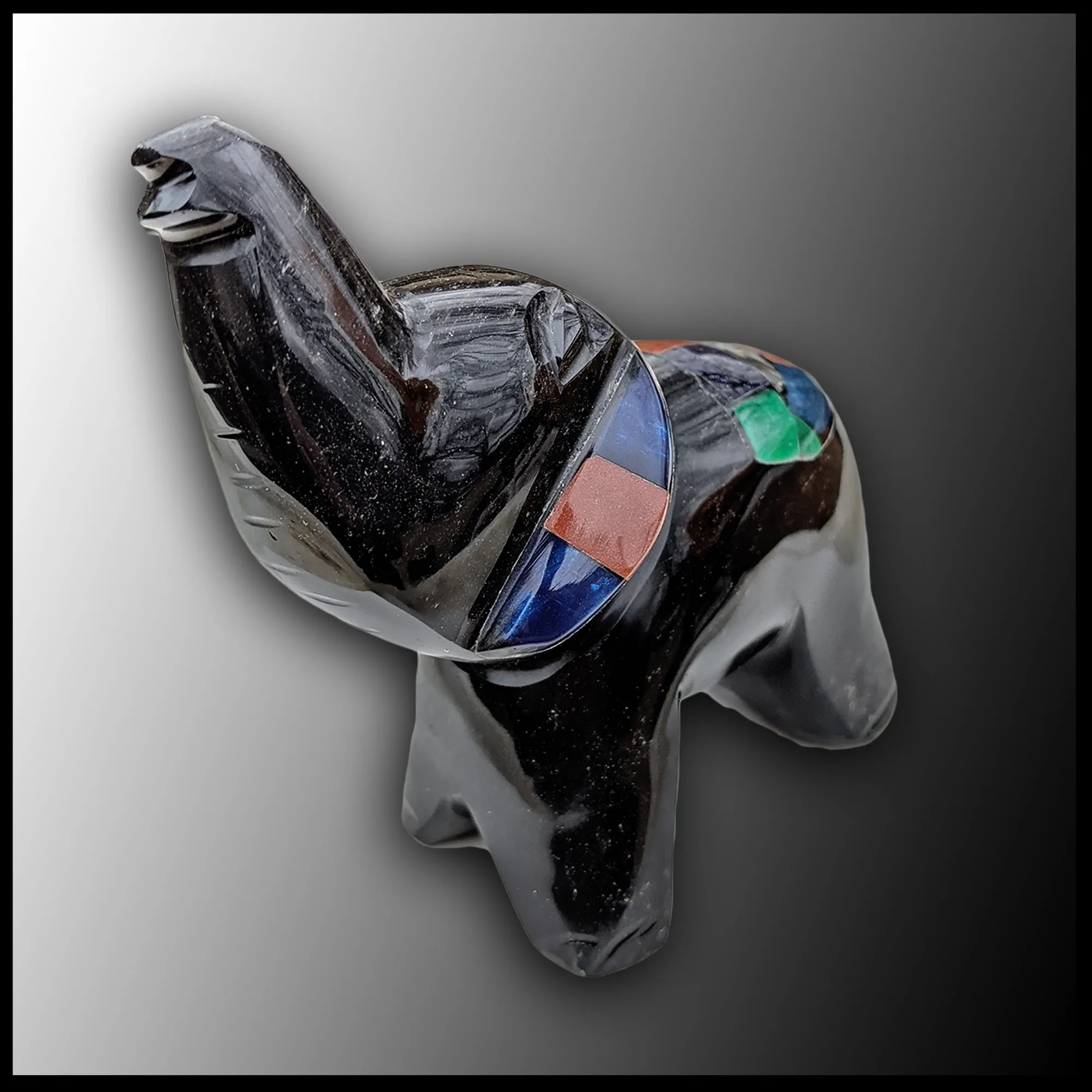 EBO107 Black Obsidian Elephant