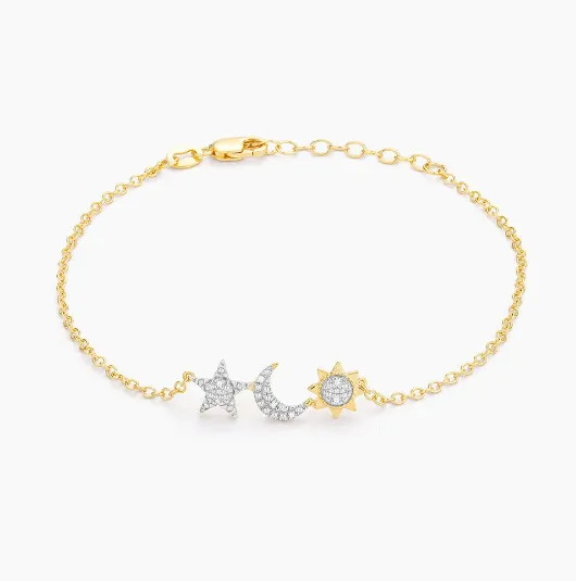 Ella Stein Gold Plated Diamond Star, Moon & Sun Bracelet (SI6583)