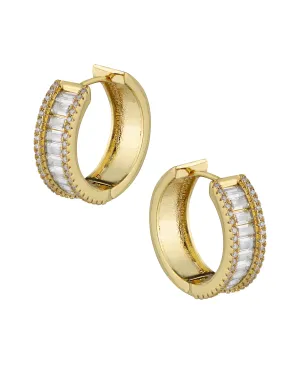Emerald Baguette Hoop Earrings