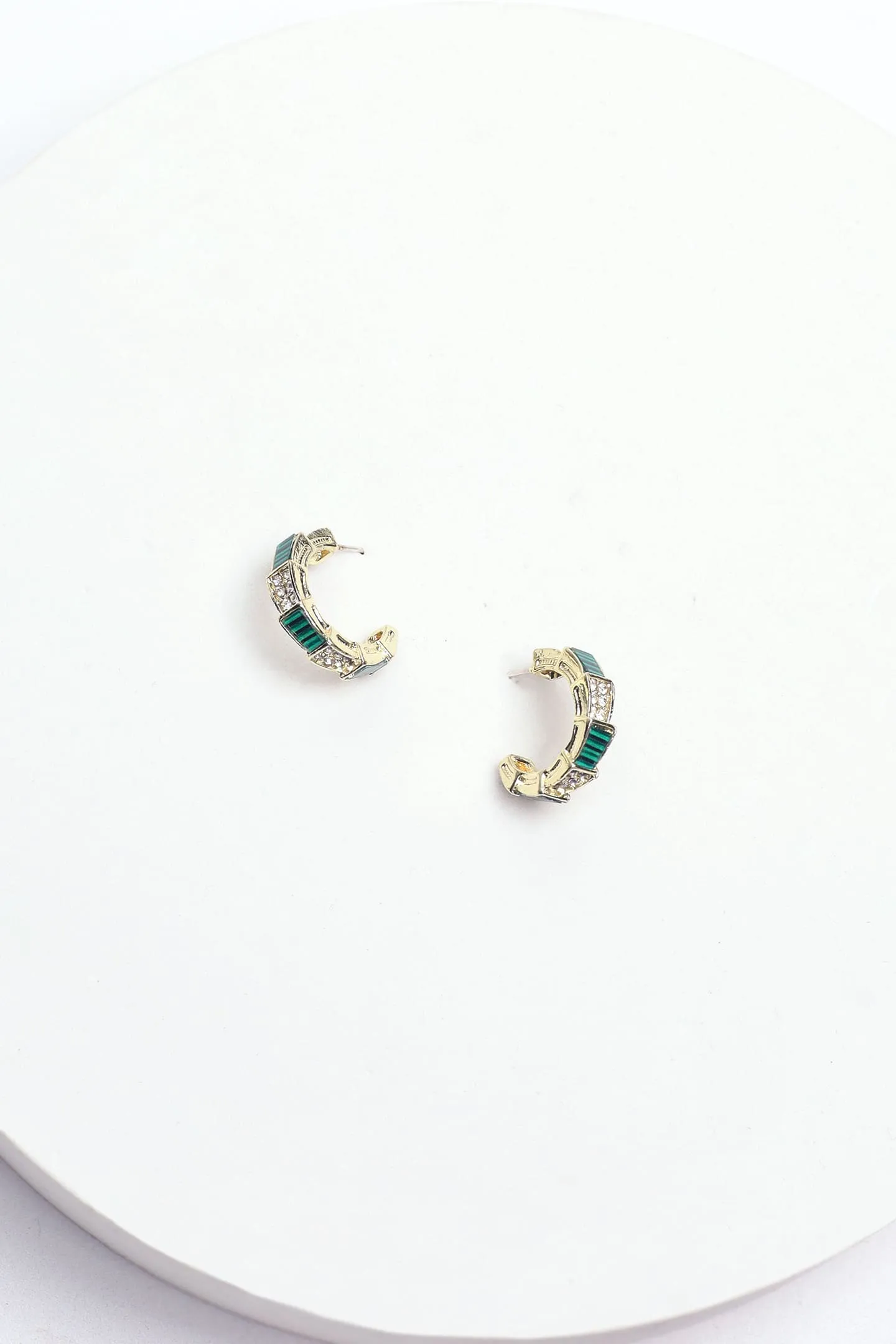 Emerald Embellished Hoop Earring