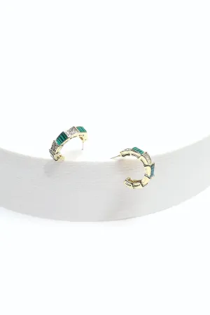 Emerald Embellished Hoop Earring