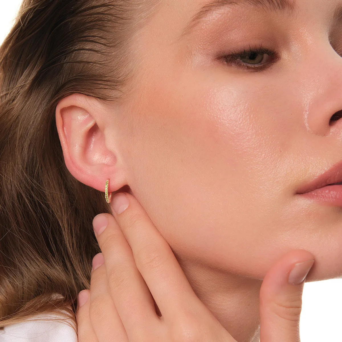 Endure Emerald Pavé Hoop Earrings in 14kt Gold Over Sterling Silver