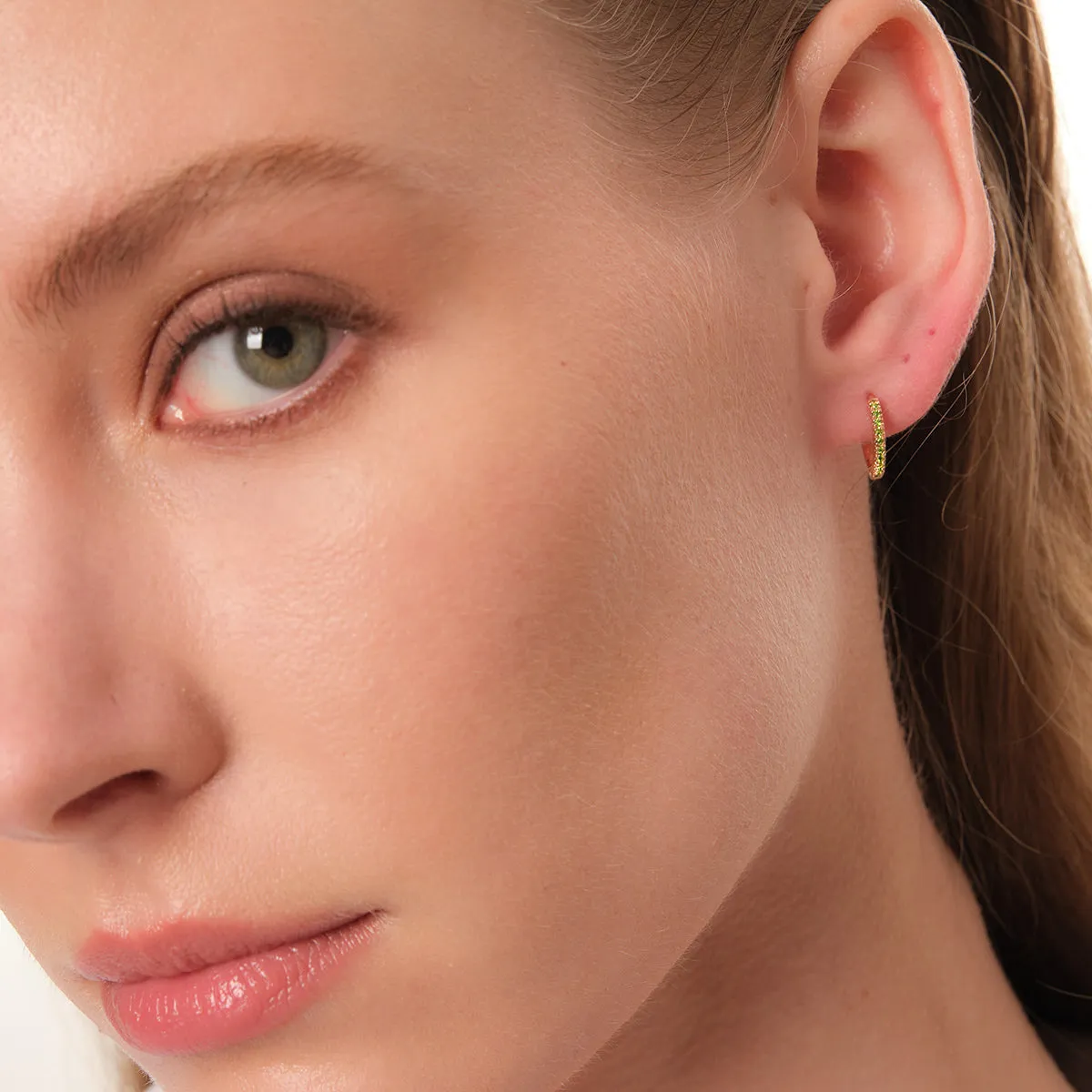 Endure Emerald Pavé Hoop Earrings in 14kt Gold Over Sterling Silver