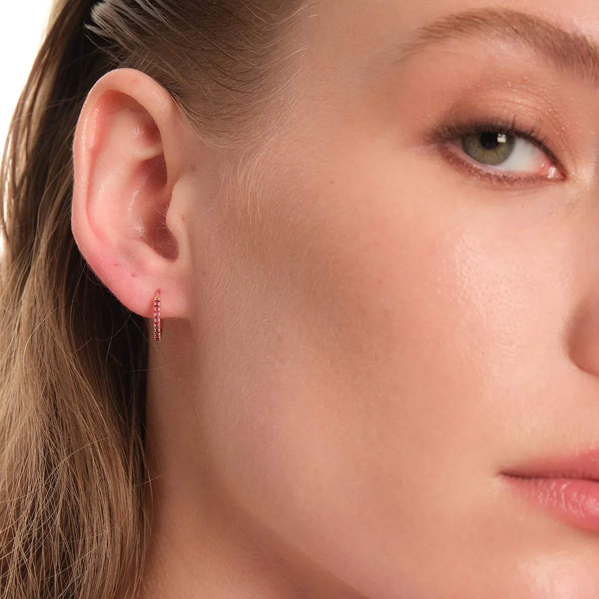 Endure Emerald Pavé Hoop Earrings in 14kt Gold Over Sterling Silver