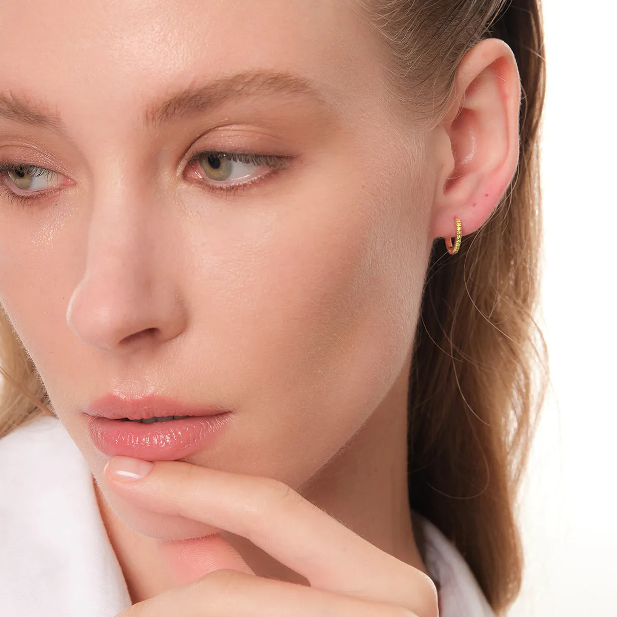 Endure Emerald Pavé Hoop Earrings in 14kt Gold Over Sterling Silver