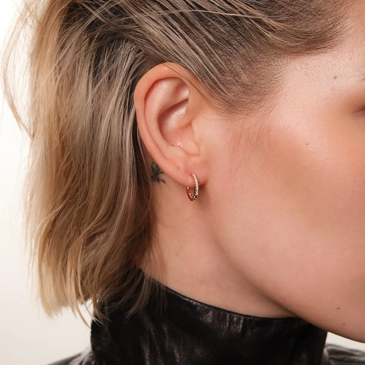 Endure Emerald Pavé Hoop Earrings in 14kt Gold Over Sterling Silver