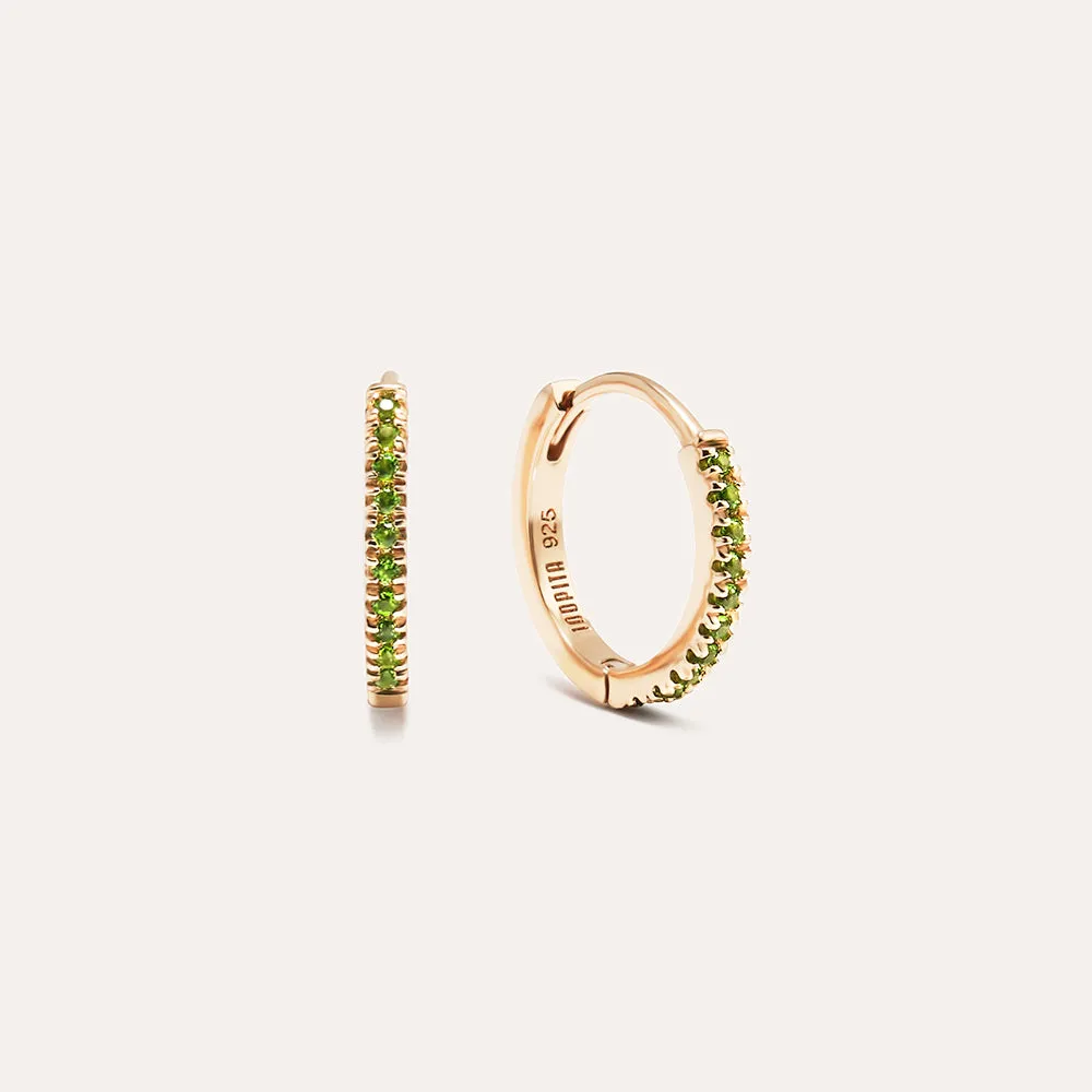 Endure Emerald Pavé Hoop Earrings in 14kt Gold Over Sterling Silver