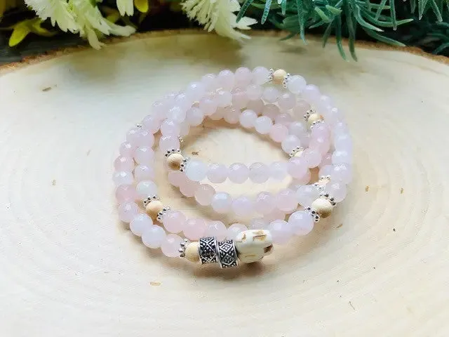 Energy Stone Wrap Bracelet/ Necklace (Rose Quartz)