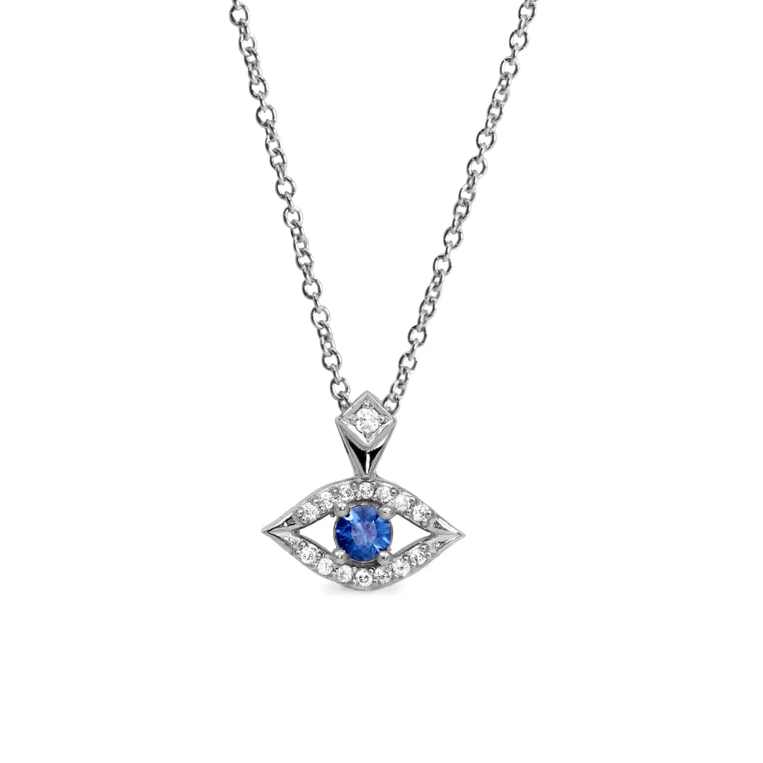 Evil Eye Gold Necklace Sapphire