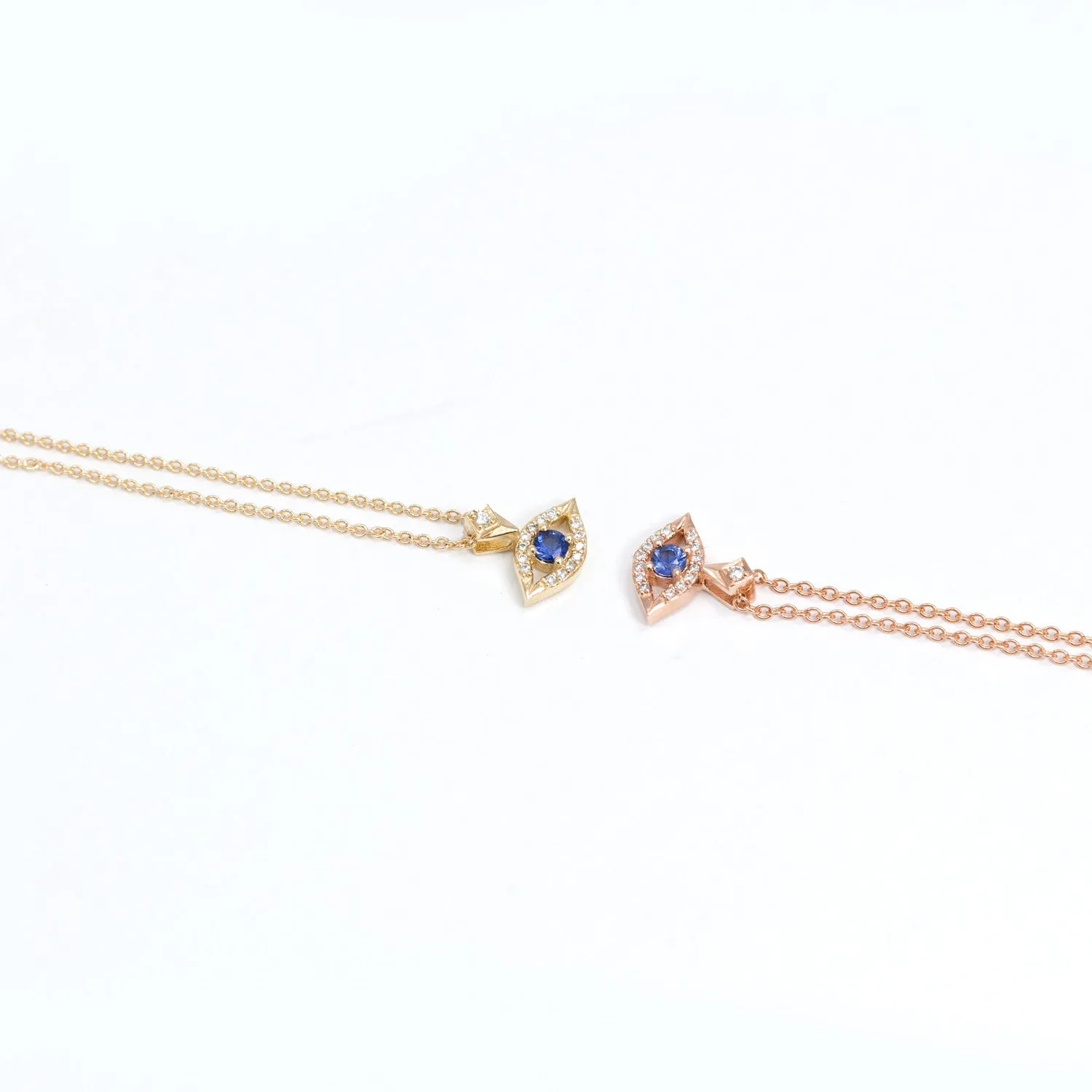 Evil Eye Gold Necklace Sapphire
