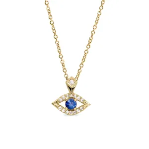 Evil Eye Gold Necklace Sapphire