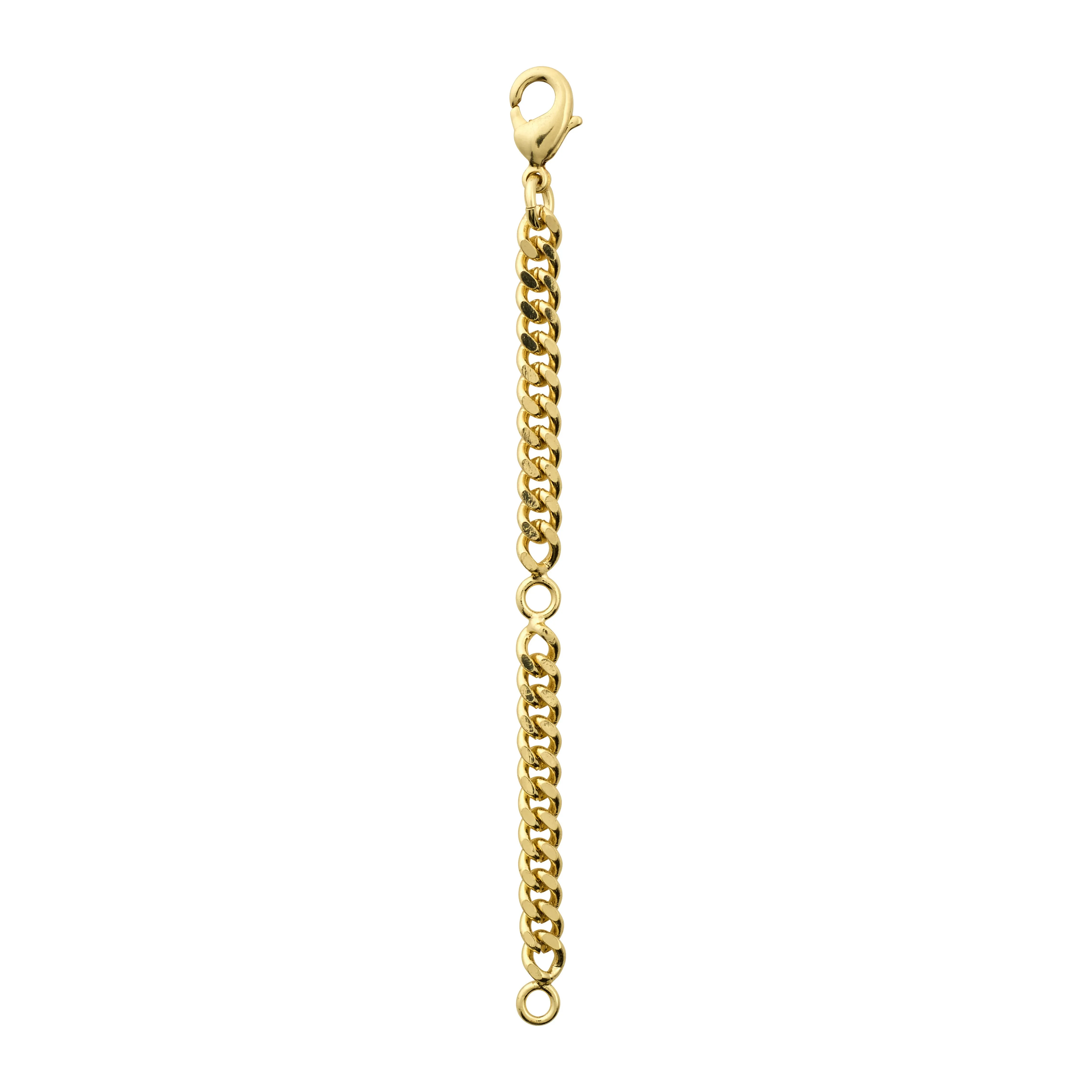 EXTENSION CHAIN, recycled, curb, 9 cm, gold-plated