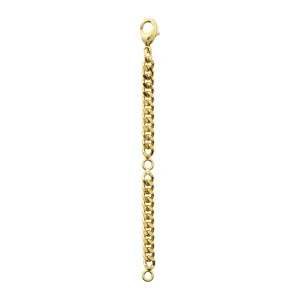 EXTENSION CHAIN, recycled, curb, 9 cm, gold-plated